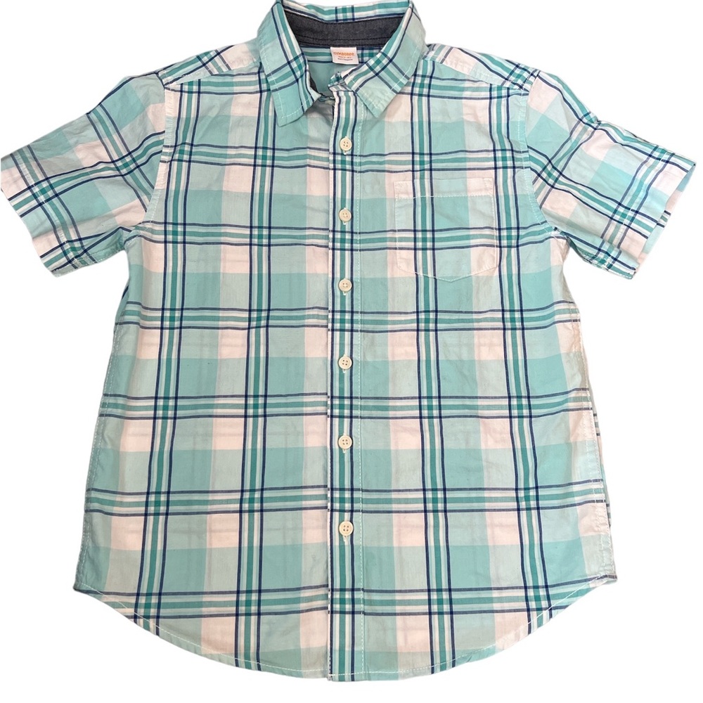 Gymboree Blue and White Plaid Button Down Shirt